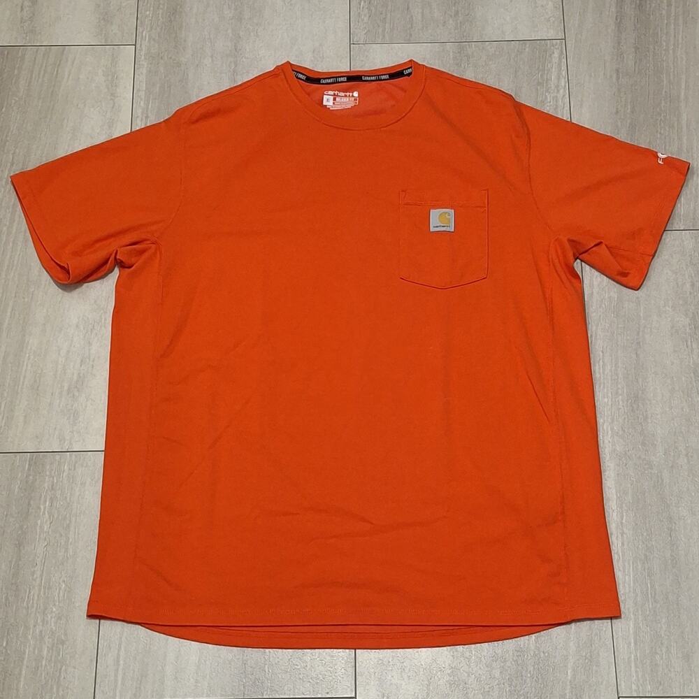 Carhartt Force® Tshirt Mens Sz XL Orange Relaxed Fit Short Sleeve